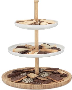 Relaxdays etagere bamboe en keramiek
