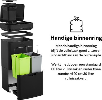 Beste prullenbak keuken 3 vakken Homra