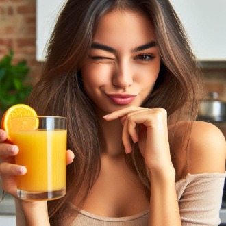 Vrouw met sap uit citruspers