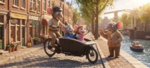fietsen op een bakfiets met kinderen