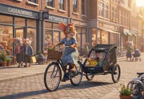 fietskar met kinderen