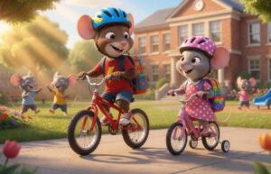 Kinderfietsen. Jongen en meisje
