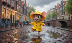 Kind met regenjas
