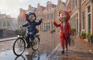 regenpak op de fiets en lopend