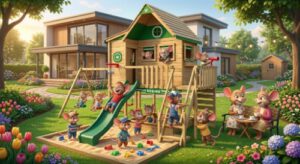 houten speelhuis tuin