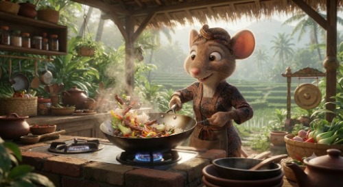 koken in een wokpan